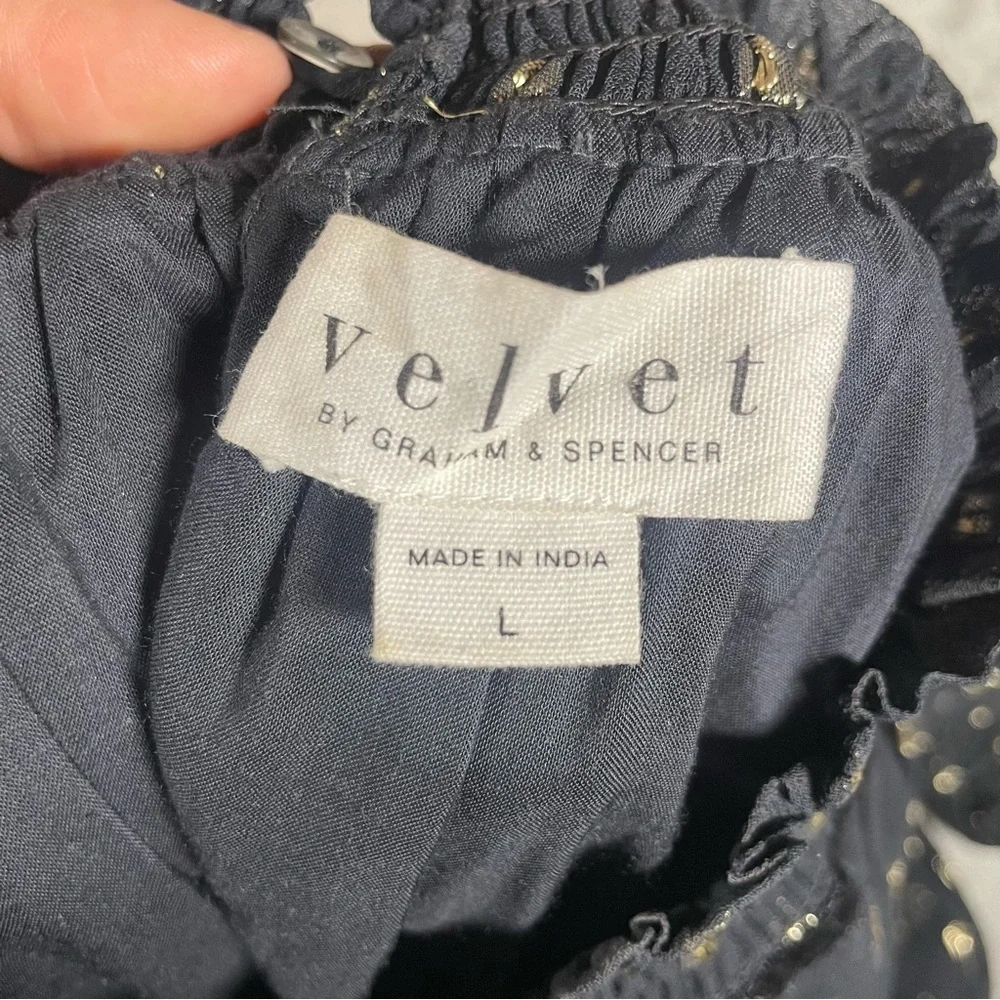 Velvet by Graham & Spencer Black and Gold Dress Size L - Picture 12 of 12